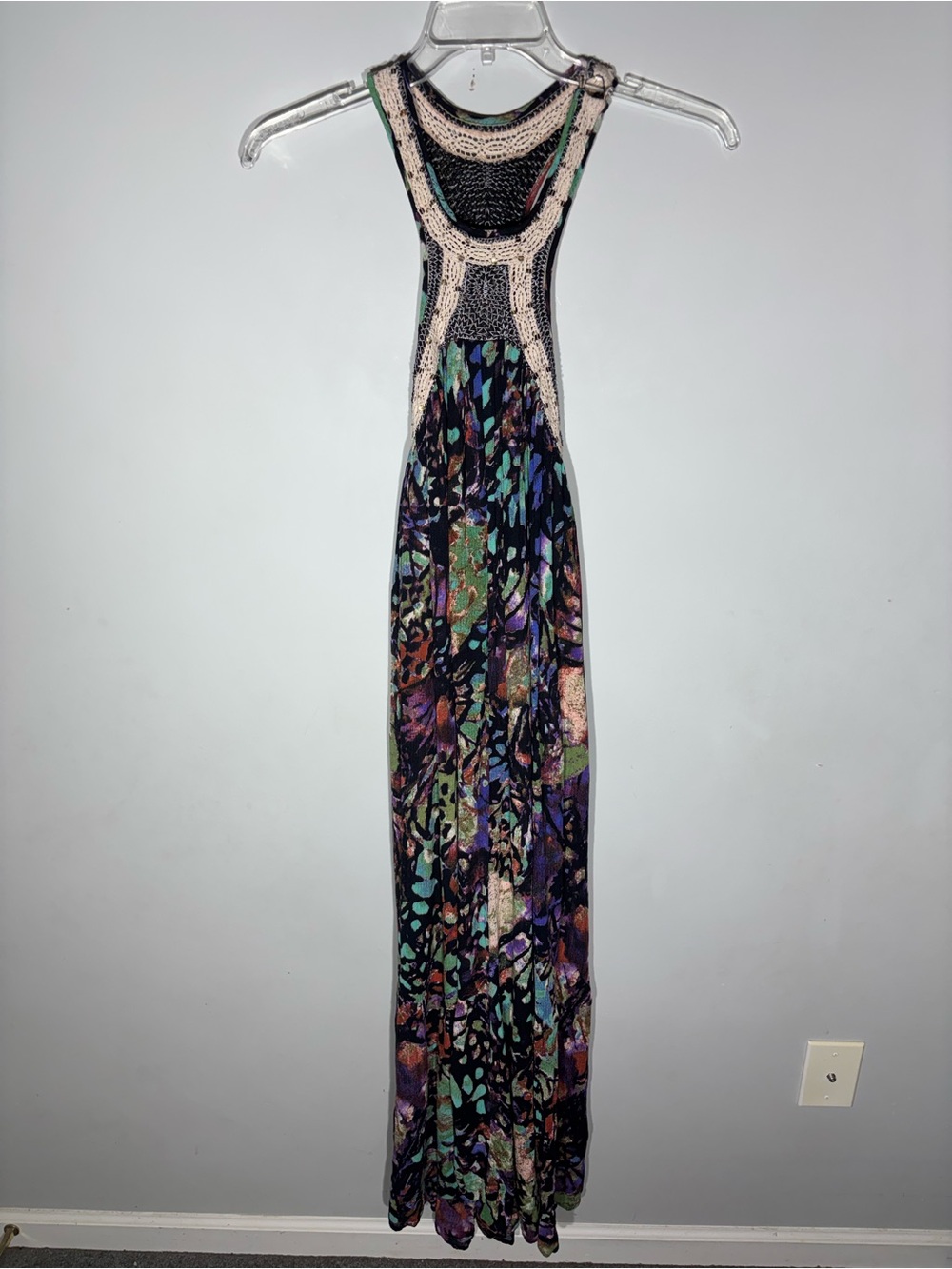 Free People Monarch Crochet Sequins Maxi Dress Medium Boho Glam Artsy - Picture 2 of 8